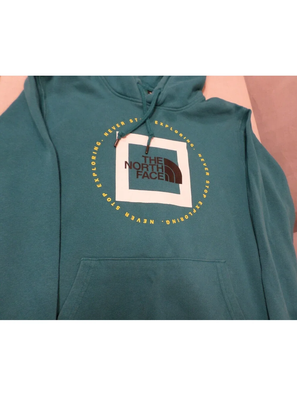 DESIGNER THE NORTH FACE COTTON BLEND WARM PULLOVER TEAL HOODIE MEN'S SIZE MEDIUM